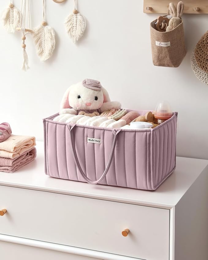 Blissful Diary Baby Diaper Caddy Organizer, Stylish Storage Basket - Image 7