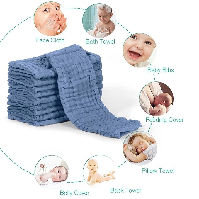 Yoofoss Muslin Burp Cloths for Baby 10 Pack 100% Cotton Baby Washcloths for - Image 5