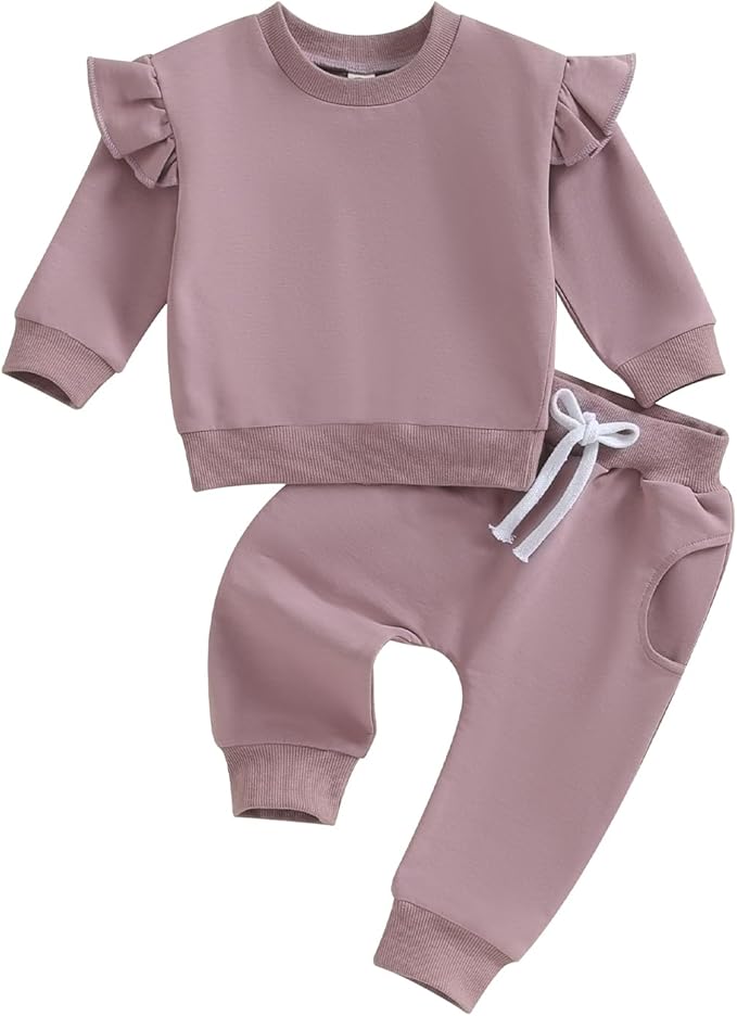 Fernvia Toddler Baby Girl Clothes 3 6 9 12 18 24 Months Fall Outfits Solid Long by Fernvia