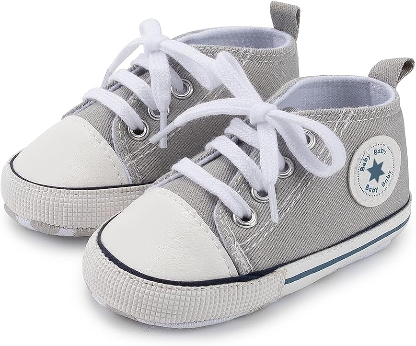 Meckior Baby Girls Boys Canvas Sneakers Soft Sole High-Top Ankle Infant First - Image 3