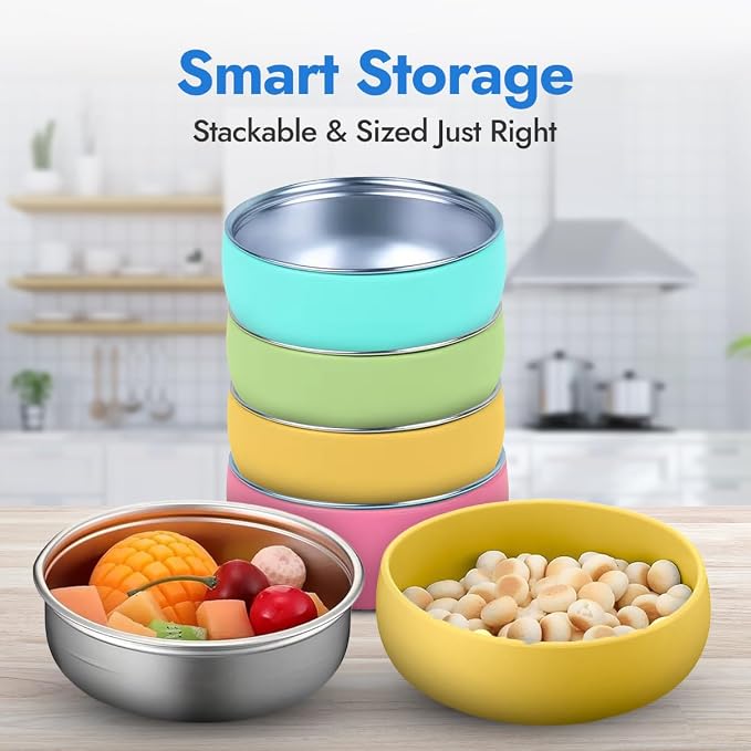 4 Pack Stainless Steel Bowls for Kids - Image 6