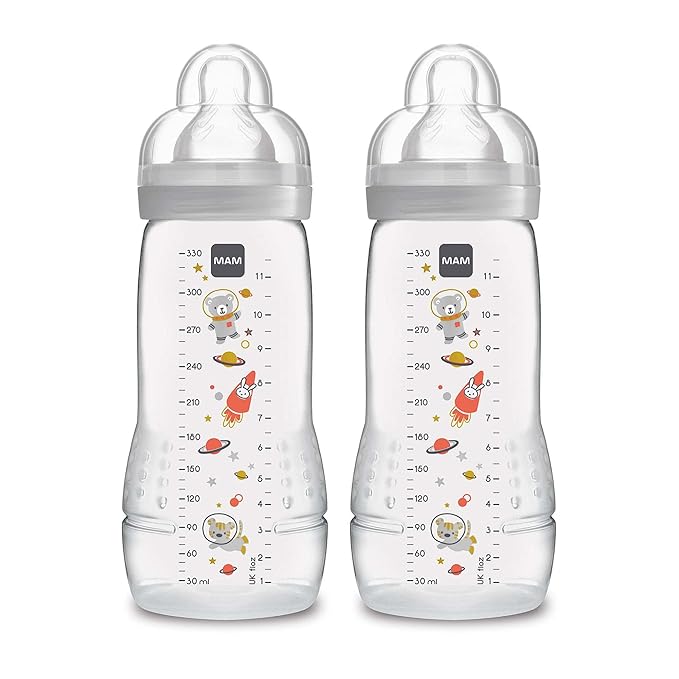 MAM Easy Active Baby Bottles 11oz, Fast Flow Skinsoft Silicone Nipple by MAMBabyUSA