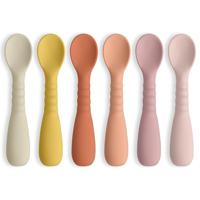 ME.FAN Silicone Baby Feeding Spoons 6 Pack First Stage Infant Spoons by MEFAN