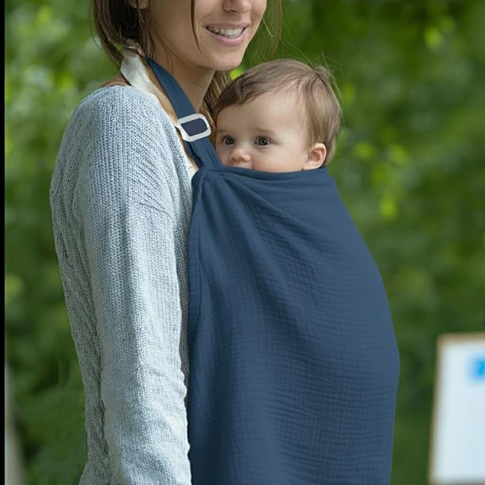 Muslin Nursing Covers for Breastfeeding, Arch Neckline Breast Feeding Covers - Image 8