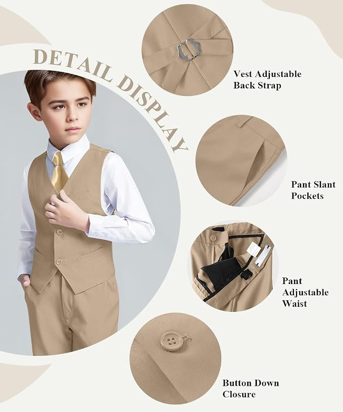 Visaccy Boys Suits Slim Fit Dress Clothes Ring Bearer Outfit - Image 2