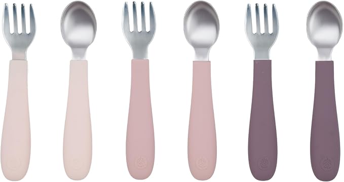 WeeSprout Toddler Utensils, 3 Forks & 3 Spoons, 18/8 Stainless Steel & Food by WeeSprout
