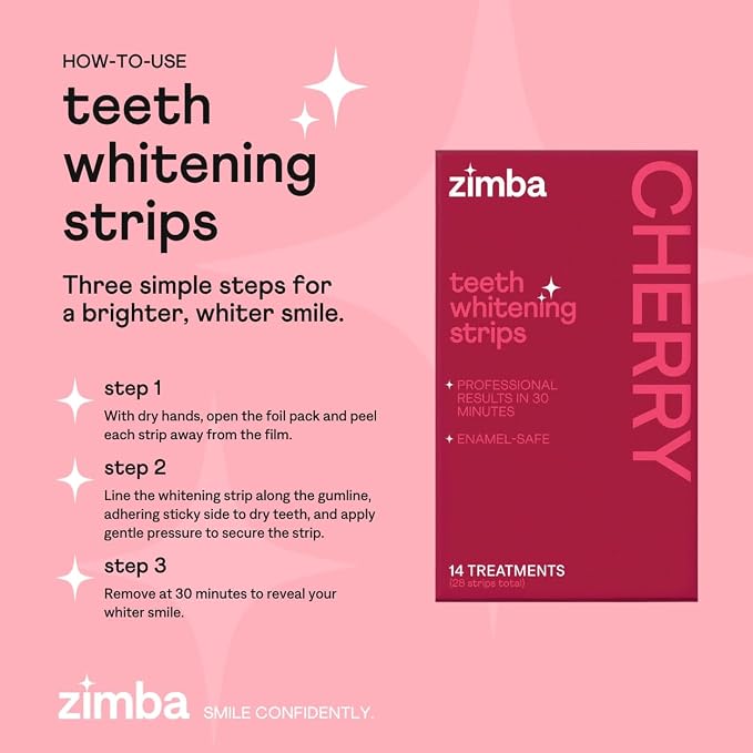 New Zimba Cherry Flavored Teeth Whitening Strips | Vegan, Enamel Safe Hydrogen - Image 6