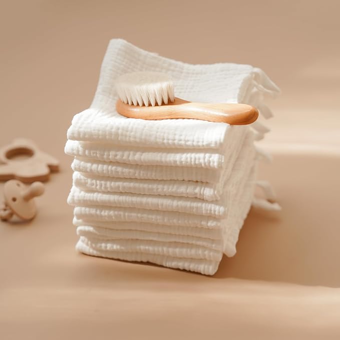 Konssy Baby Muslin Washcloths 7-Pack, 100% Cotton Baby Bath Washcloths - Image 3