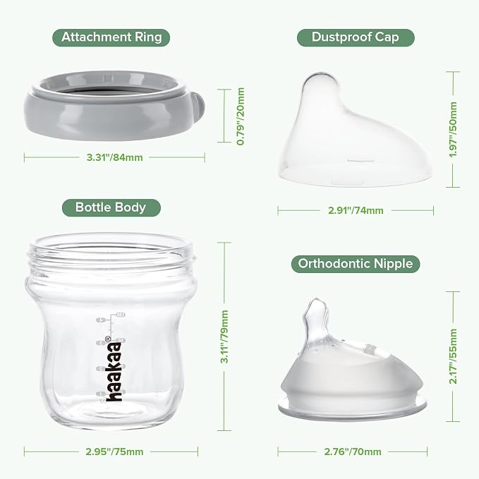 haakaa Gen.3 Natural Glass Baby Bottle 4.2oz/120ml - Image 8