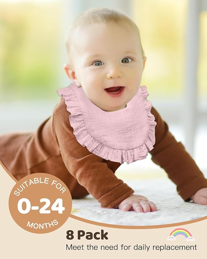 Lictin 8-Pack Muslin Baby Bibs - Image 3