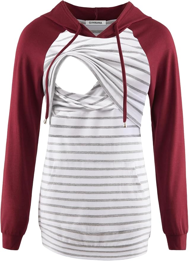 GINKANA Women's Nursing Hoodie Sweatshirt Long Sleeves Breastfeeding Maternity by GINKANA