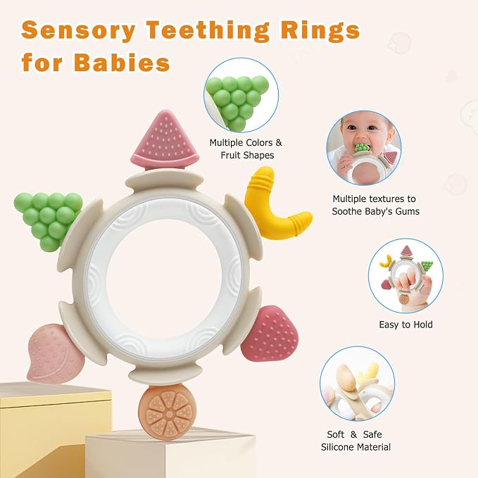 Baby Teething Ring Toy for 3–12 Months, Silicone Infant Teether for Sore Gum - Image 3