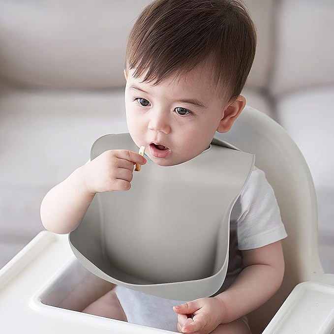 Silicone Bibs for Babies Toddler Set of 3, BPA Free, Soft Adjustable Waterproof - Image 4