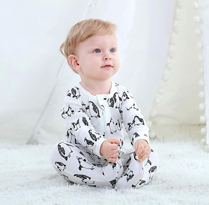 O2 BABY Baby Boys Girls Organic Cotton Zip-Front Sleeper Pajamas, Footed Sleep - Image 2