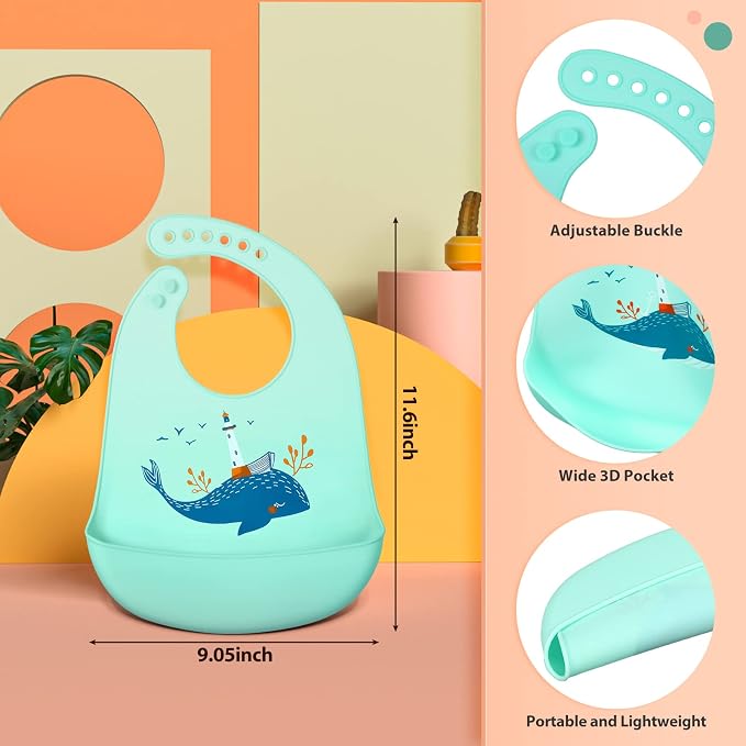 Zhanmai 3 Pack Silicone Bibs for Babies - Image 2