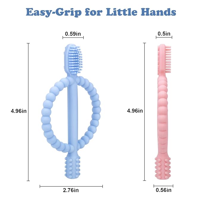 Baby Teething Toys with Easy-Hold Handle, Silicone Infant Toothbrush, Textured - Image 5