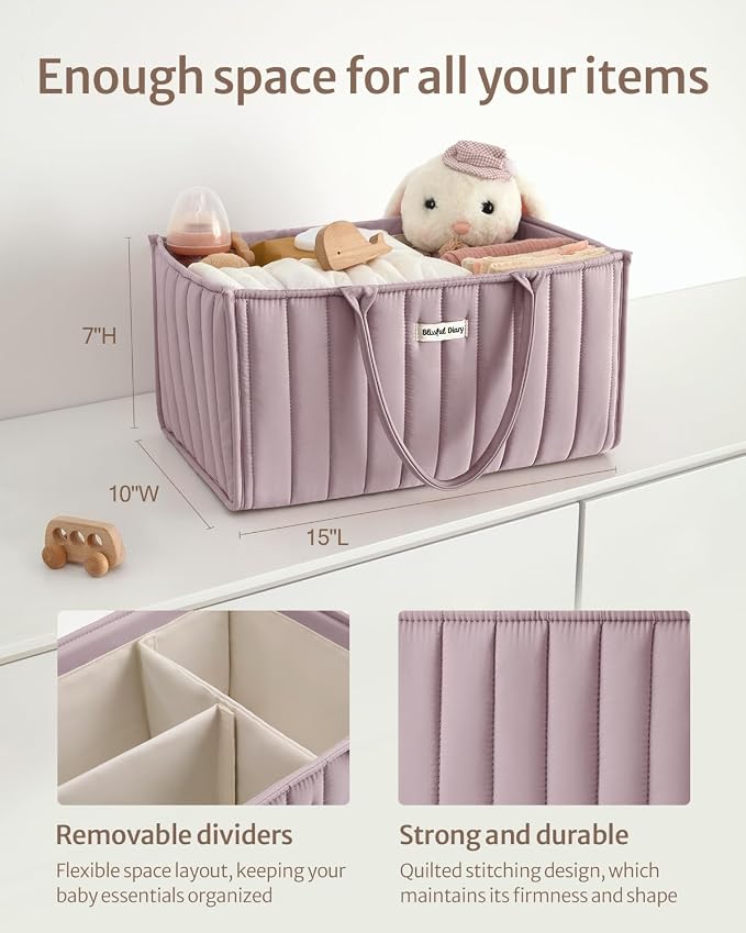 Blissful Diary Baby Diaper Caddy Organizer, Stylish Storage Basket - Image 3