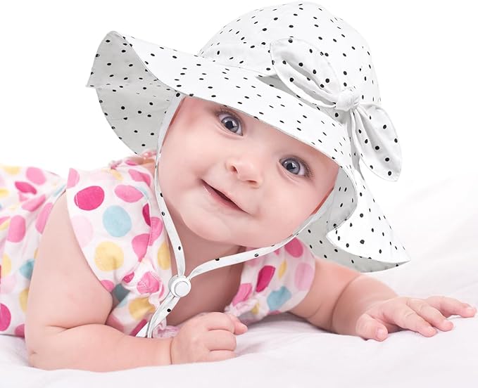 Baby Girl Sun Hat with UPF 50+ Outdoor Adjustable Beach Hat with Wide Brim - Image 6