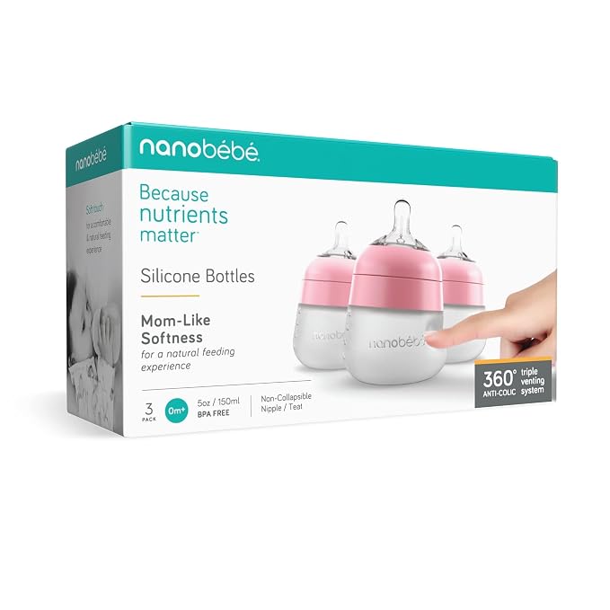 Nanobebe Flexy Silicone Baby Bottle, Anti-Colic, Natural Feel, Non-Collapsing - Image 7