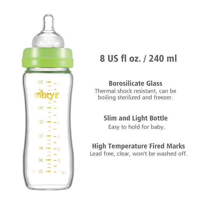 Matyz 8 Ounce Glass Baby Feeding Bottle - Image 3