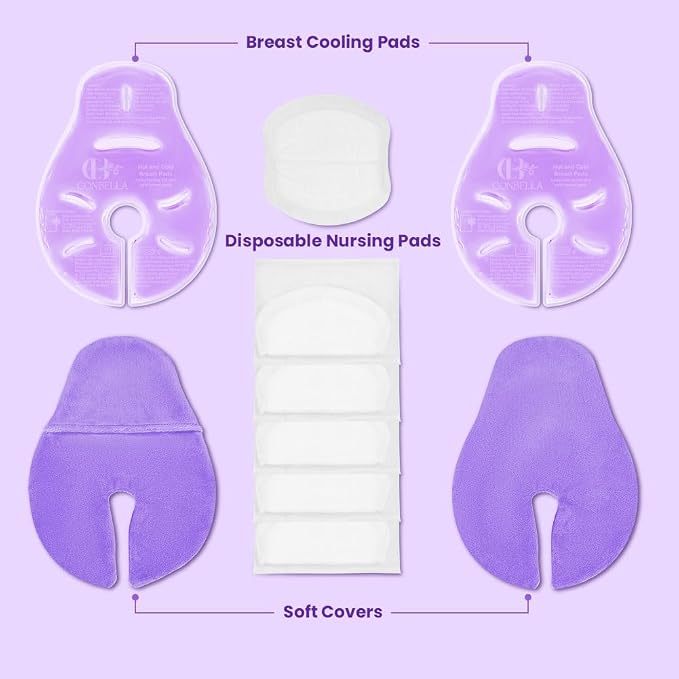 2 Larger Breast Ice Packs with Soft Covers and 6 Breast Pads - Image 4