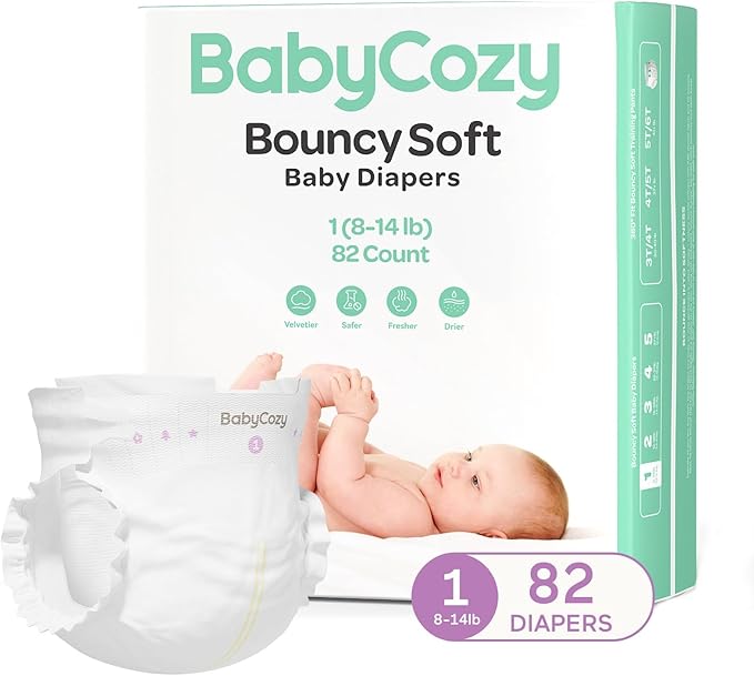 Babycozy Boucy Newborn Diapers for Sensitive Skin, Hypoallergenic Disposable by BabyCozy