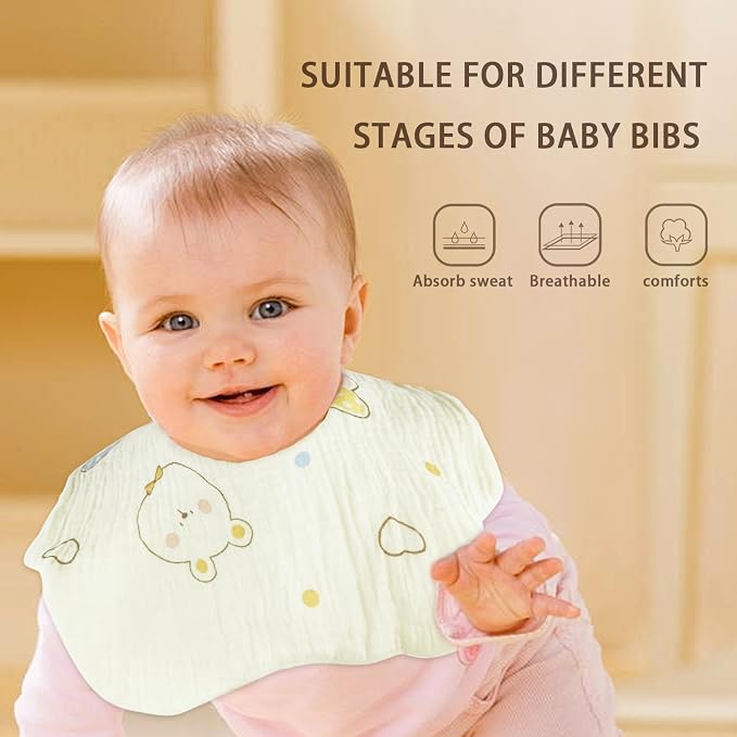 Baby Bibs Muslin Bibs for Baby Girl Boy for Drooling and Teething 10 Pack - Image 3