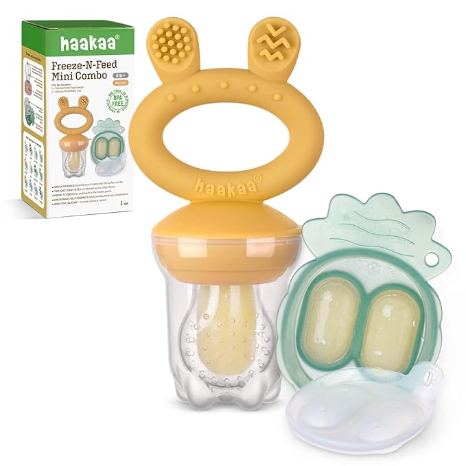 Haakaa Baby Fruit Food Feeder & Mini Freezer Nibble Tray Combo, Breastmilk by haakaa