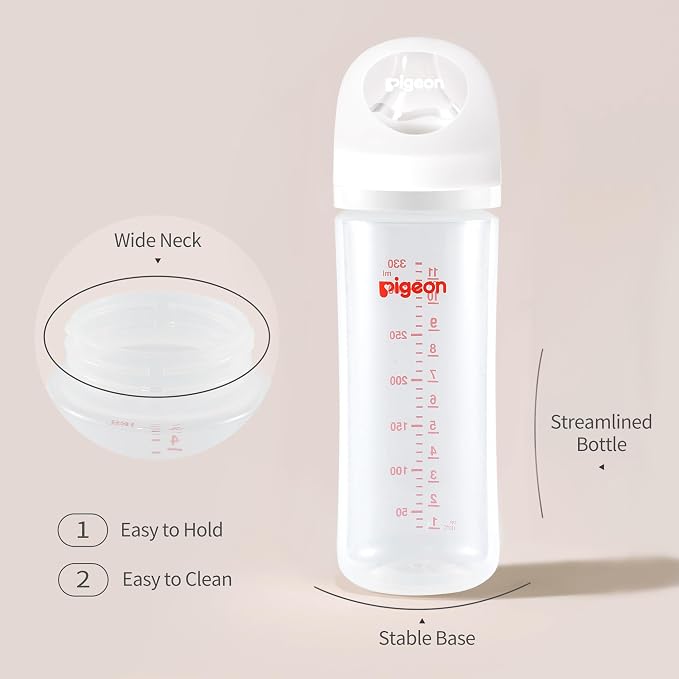Pigeon PP Nursing Bottle Wide Neck, Anti-Colic, Streamlined Body, Natural Feel - Image 2