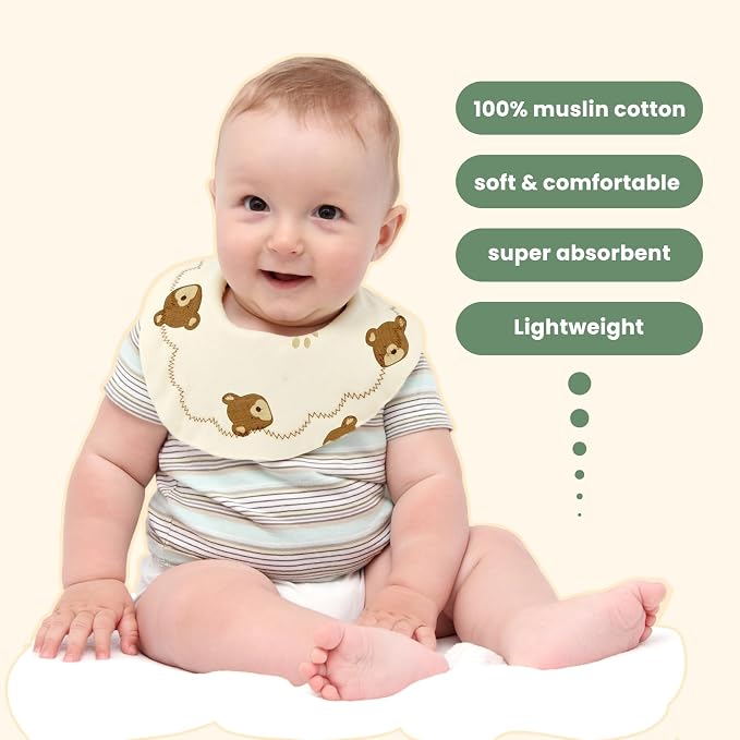 Baby Bibs Muslin Bibs for Baby Girl Boy for Drooling and Teething 10 Pack - Image 2