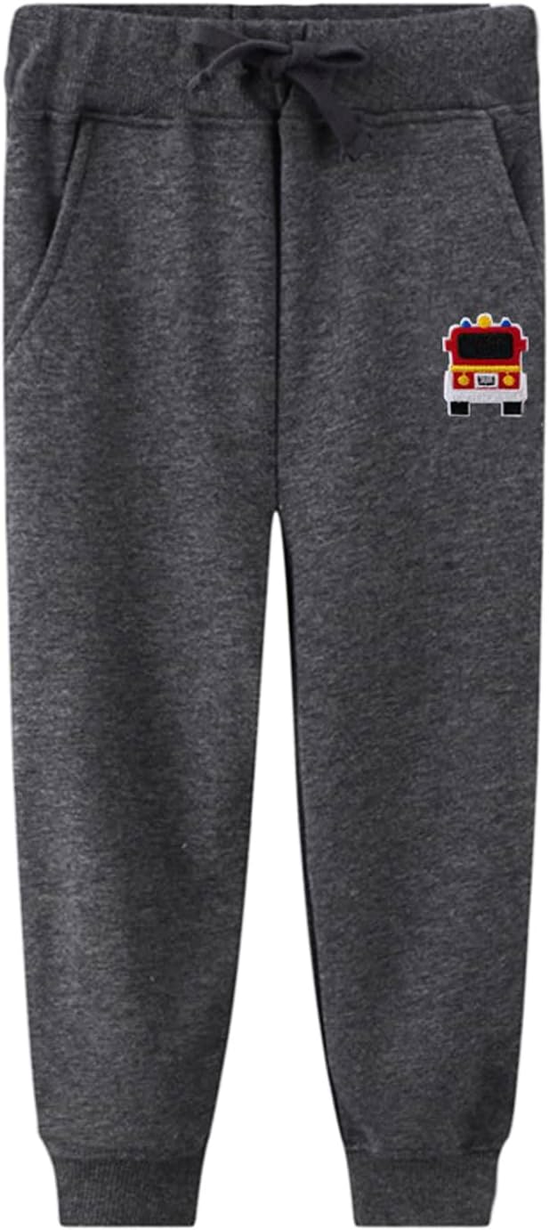 LOKTARC 2 Pack Boys Drawstring Sweatpants Cute Pattern Cotton Sport Jogger Pants - Image 2