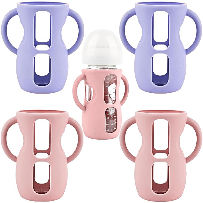 4 Pack Silicone Sleeves for Avent Natural Glass Baby Bottles, Silicone and by Unknown
