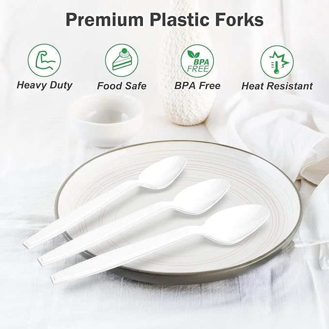360 Count White Plastic Spoons Disposable, Heat Resistant, Solid and Durable - Image 4