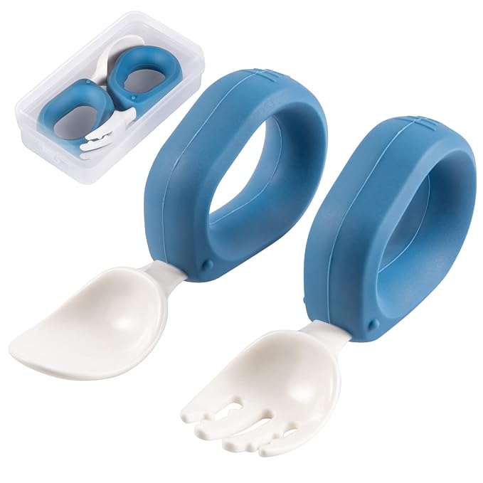Baby Self Feeding Training Spoon and Fork Set by HIWOOD