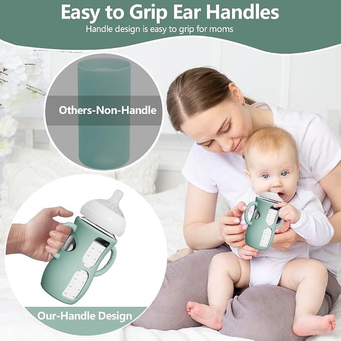 2 Pack Silicone Sleeves for Avent Natural Glass Bottles, Anti Breakage Baby - Image 5