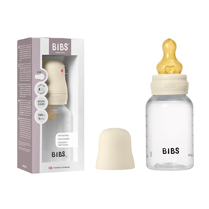 BIBS Baby Bottle 5 oz / 150 ml Natural Rubber Latex Nipple by BIBS