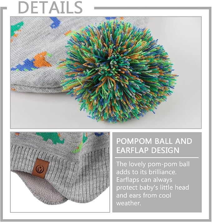 JANGANNSA Knitted Baby Hat Scarf Set Winter Warm Boys Girls Beanie Fleece - Image 4