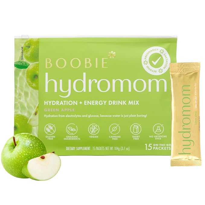 Boobie Hydromom Superfood Electrolyte Drink Mix, & Beyond, 15 Packets by Boobie