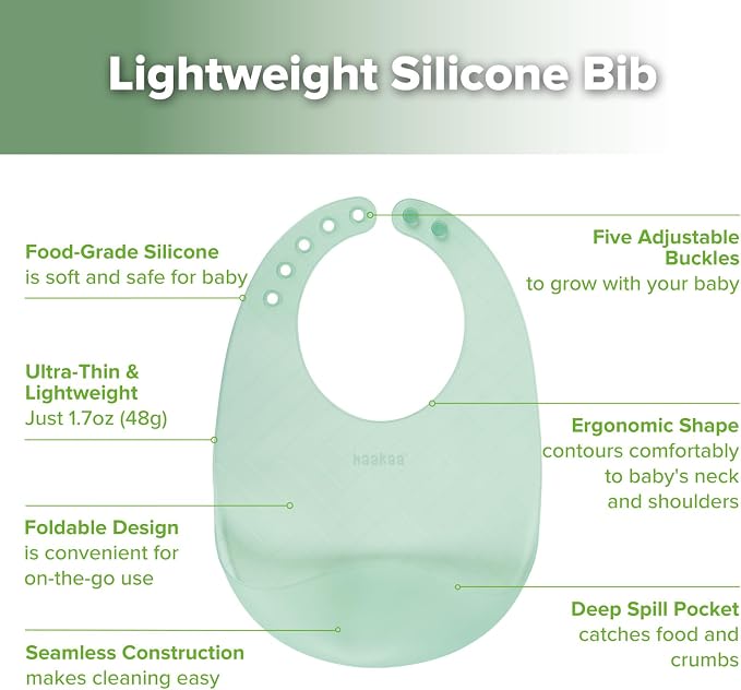 haakaa Lightweight Silicone Pocket Bib – Ultra-Light & Foldable Travel Silicone - Image 4
