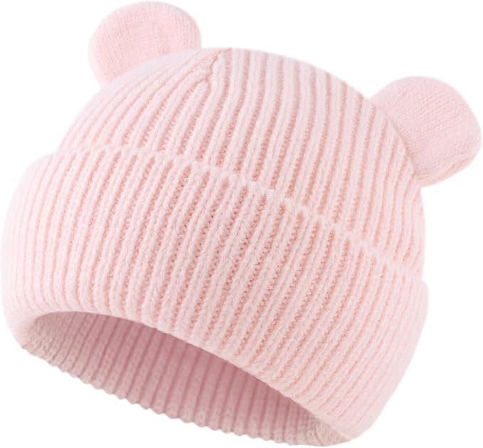 Bear Baby Beanie Knitted Baby Winter Hat Infant Toddler Boys Girls Beanie - Image 2