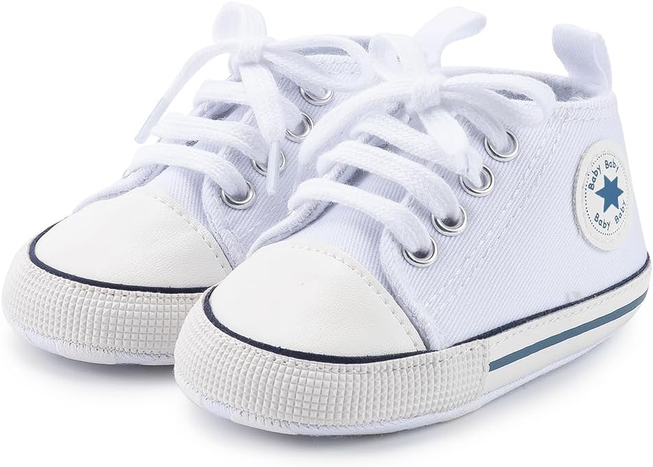 Meckior Baby Girls Boys Canvas Sneakers Soft Sole High-Top Ankle Infant First - Image 3