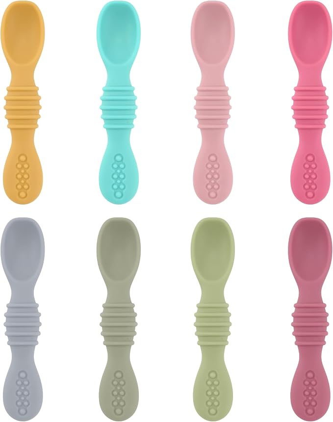 Baby Spoons Self Feeding 6 Months, Easy-Grip Handle, and Soft Texture, Gentle by DF+DUALFERV