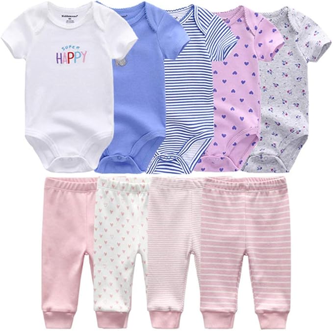 Baby Layette Set Baby Boys' 9-Piece Bodysuits Pants Set Toddler Girl Boy Unisex by Kiddiezoom
