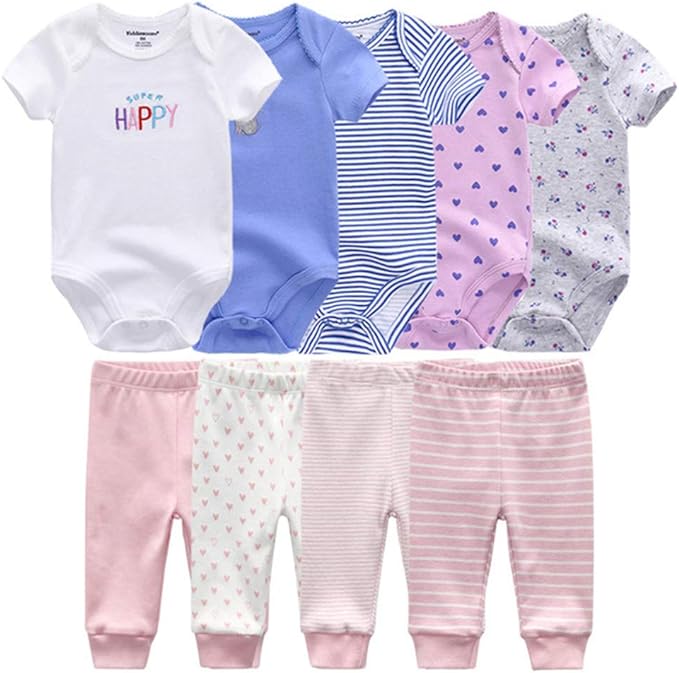 Baby Layette Set Baby Boys' 9-Piece Bodysuits Pants Set Toddler Girl Boy Unisex by Kiddiezoom