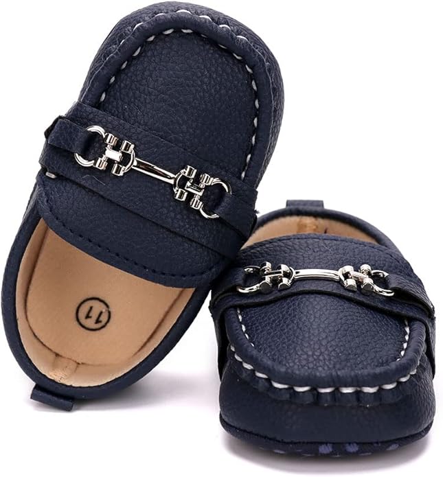LONSOEN Baby Girls Boys Loafers Prewalker Dress Crib Shoes - Image 6