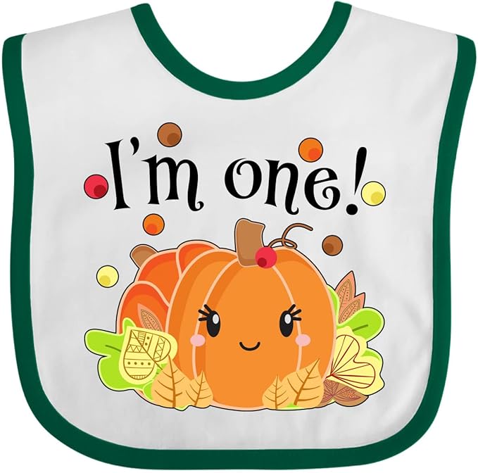 inktastic I'm One- Pumpkin Birthday Autumn Baby Bib by Inktastic