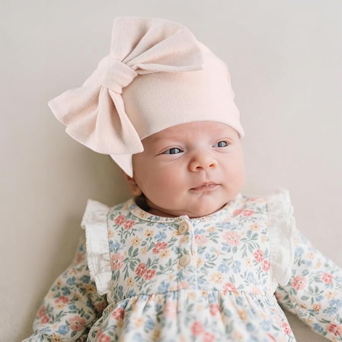 Bamery Newborn Baby Girl Hat Cotton Baby Bow Beanie Preemie Hats Spring Infant - Image 6