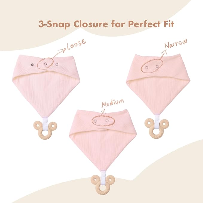 Baby Teething Bibs 6-Pack with Attachable Teether - Image 2