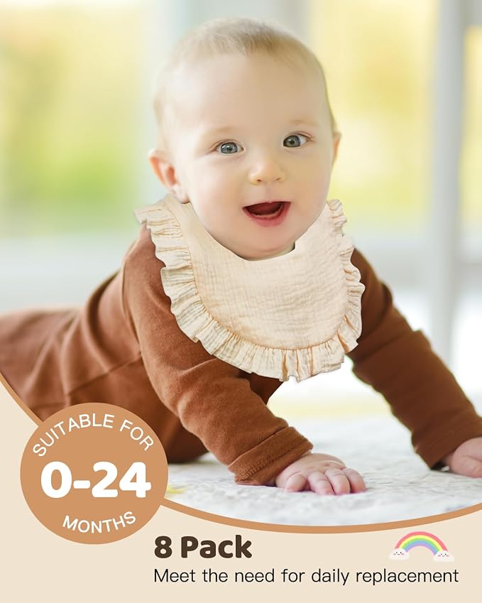 Lictin 8-Pack Muslin Baby Bibs - Image 3