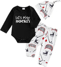 Baby Boy Hockey Outfit New Player in Town Long Sleeve Romper Long Pants Hat Set by Doqcey